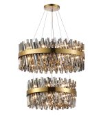 Modus 2 Tier 60cm + 80cm Pendant, 18 + 24 Light G9, Brass/Smoke Item Weight: 41kg