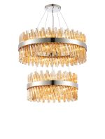 Modus 2 Tier 60cm + 80cm Pendant, 18 + 24 Light G9, Polished Nickel/Amber Item Weight: 41kg