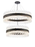 Modus 2 Tier 80cm + 1m Pendant, 24 + 32 Light G9, Satin Black/Clear Item Weight: 53kg