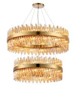 Modus 2 Tier 80cm + 1m Pendant, 24 + 32 Light G9, Brass/Amber Item Weight: 53kg