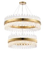 Modus 2 Tier 80cm + 1m Pendant, 24 + 32 Light G9, Brass/Clear Item Weight: 53kg