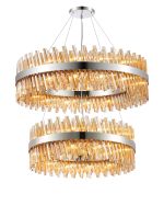 Modus 2 Tier 80cm + 1m Pendant, 24 + 32 Light G9, Polished Nickel/Amber Item Weight: 53kg