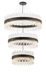 Modus 3 Tier 60cm + 80cm + 1m Pendant, 18 + 24 + 32 Light G9, Satin Black/Clear Item Weight: 70kg