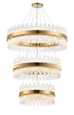Modus 3 Tier 60cm + 80cm + 1m Pendant, 18 + 24 + 32 Light G9, Brass/Clear Item Weight: 70kg