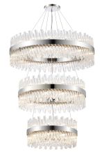 Modus 3 Tier 60cm + 80cm + 1m Pendant, 18 + 24 + 32 Light G9, Polished Nickel/Clear Item Weight: 70kg