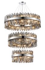 Modus 3 Tier 60cm + 80cm + 1m Pendant, 18 + 24 + 32 Light G9, Polished Nickel/Smoke Item Weight: 70kg