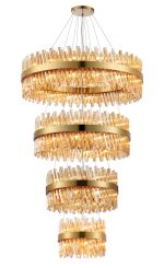 Modus 4 Tier 40cm + 60cm + 80cm + 1m Pendant, 10 + 18 + 24 + 32 Light G9, Brass/Amber Item Weight: 80kg