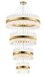 Modus 4 Tier 40cm + 60cm + 80cm + 1m Pendant, 10 + 18 + 24 + 32 Light G9, Brass/Clear Item Weight: 80kg