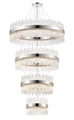 Modus 4 Tier 40cm + 60cm + 80cm + 1m Pendant, 10 + 18 + 24 + 32 Light G9, Polished Nickel/Clear Item Weight: 80kg