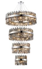 Modus 4 Tier 40cm + 60cm + 80cm + 1m Pendant, 10 + 18 + 24 + 32 Light G9, Polished Nickel/Smoke Item Weight: 80kg