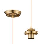 Mia 12cm Pendant Light (FRAME ONLY) 1.5m, 1 x E27, Brass / Pale Gold Braided Cable