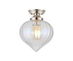 Mia 23cm Flush Ceiling Light With Flower Bud Shade 1 x E27, Polished Nickel/Iridescent Faded