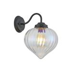 Mia Wall Light With Flower Bud Shade 1 x E27, Satin Black/Iridescent Faded