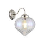 Mia Wall Light With Flower Bud Shade 1 x E27, Polished Nickel/Iridescent Faded