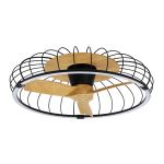 Nature 79cm 75W LED Dimmable Ceiling Light With Built-In 30W DC Fan With Single Speed Reverse, Black/Wood Finish c/w Remote&APP Control, 9750lm