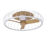 Nature 79cm 75W LED Dimmable Ceiling Light With Built-In 30W DC Fan With Single Speed Reverse, White/Wood Finish c/w Remote&APP Control, 9750lm