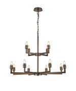 Isola Multi Arm 2 Tier Pendant (FRAME ONLY) Without Shade, 4 + 8 Light E27, Matt Bronze (ITEM REQUIRES CONSTRUCTION/CONNECTION)