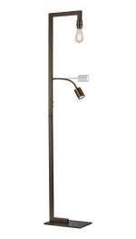 Isola Floor Lamp Over Arm Without Shade, 1 Light E27 + Reading 1 Light GU10, Matt Bronze