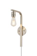 Isola Arc Plug-In Wall Light, (FRAME ONLY), 1 Light E27,Switched, C/W Braided Fabric Cable & Plug, Satin Nickel