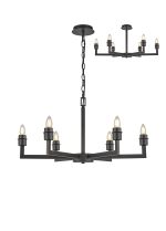 Isola 75cm Adjustable Multi Arm Pendant/Semi Ceiling (FRAME ONLY) Without Shade, 6 Light E27, c/w 1m Chain, Satin Black