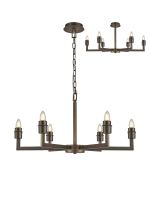 Isola 75cm Adjustable Multi Arm Pendant/Semi Ceiling (FRAME ONLY) Without Shade, 6 Light E27, c/w 1m Chain, Matt Bronze