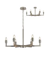 Isola 75cm Adjustable Multi Arm Pendant/Semi Ceiling (FRAME ONLY) Without Shade, 6 Light E27, c/w 1m Chain, Satin Nickel