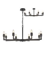 Isola 95cm Adjustable Multi Arm Pendant/Semi Ceiling (FRAME ONLY) Without Shade, 8 Light E27, c/w 1.5m Chain, Satin Black