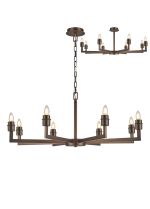 Isola 95cm Adjustable Multi Arm Pendant/Semi Ceiling (FRAME ONLY) Without Shade, 8 Light E27, c/w 1.5m Chain, Matt Bronze