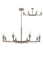 Isola 95cm Adjustable Multi Arm Pendant/Semi Ceiling (FRAME ONLY) Without Shade, 8 Light E27, c/w 1.5m Chain, Satin Nickel