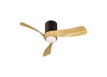 Nemo XS 72cm 18W LED Dimmable Ceiling Light With Built-In 26W DC Fan, 2700-5000K Remote Control, 2600lm, Black/Wood, 5yrs Wty