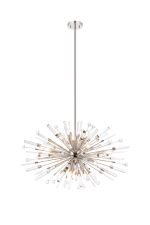 Noon Oval Pendant 12 Light E14 Polished Nickel/Clear Glass