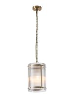Bruschetta 20.5cm Pendant, 1 Light E27, Antique Brass / Narrow Ribbed Clear (B) Glass