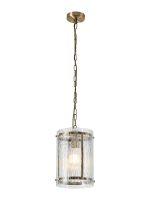 Bruschetta 20.5cm Pendant, 1 Light E27, Antique Brass / Rippled Clear (F) Glass