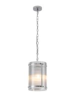 Bruschetta 20.5cm Pendant, 1 Light E27, Polished Chrome / Narrow Ribbed Clear (B) Glass