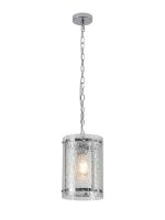 Bruschetta 20.5cm Pendant, 1 Light E27, Polished Chrome / Cobbled Clear (D) Glass
