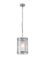 Bruschetta 20.5cm Pendant, 1 Light E27, Polished Chrome / Rippled Clear (F) Glass