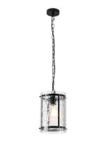 Bruschetta 20.5cm Pendant, 1 Light E27, Matt Black / Cobbled Clear (D) Glass