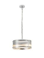 Bruschetta 35cm Pendant, 2 Light E27, Polished Chrome / Narrow Ribbed Clear (B) Glass
