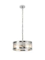 Bruschetta 35cm Pendant, 2 Light E27, Polished Chrome / Cobbled Clear (D) Glass