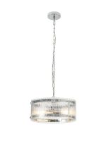 Bruschetta 35cm Pendant, 2 Light E27, Polished Chrome / Rippled Clear (F) Glass