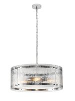 Bruschetta 56.5cm Pendant, 4 Light E27, Polished Chrome / Rippled Clear (F) Glass