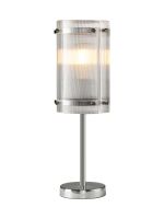 Bruschetta Table Lamp, 1 Light E27, Polished Chrome / Narrow Ribbed Clear (B) Glass