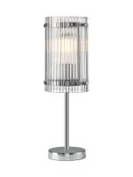 Bruschetta Table Lamp, 1 Light E27, Polished Chrome / Wide Ribbed Clear (C) Glass