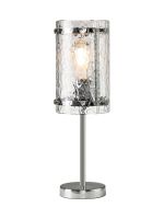Bruschetta Table Lamp, 1 Light E27, Polished Chrome / Cobbled Clear (D) Glass