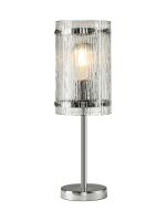 Bruschetta Table Lamp, 1 Light E27, Polished Chrome / Rippled Clear (F) Glass
