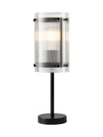Bruschetta Table Lamp, 1 Light E27, Matt Black / Narrow Ribbed Clear (B) Glass