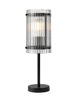 Bruschetta Table Lamp, 1 Light E27, Matt Black / Wide Ribbed Clear (C) Glass