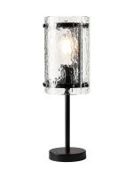 Bruschetta Table Lamp, 1 Light E27, Matt Black / Cobbled Clear (D) Glass