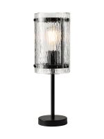 Bruschetta Table Lamp, 1 Light E27, Matt Black / Rippled Clear (F) Glass