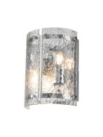 Bruschetta Wall Light, 2 Light E27, Polished Chrome / Cobbled Clear (D) Glass